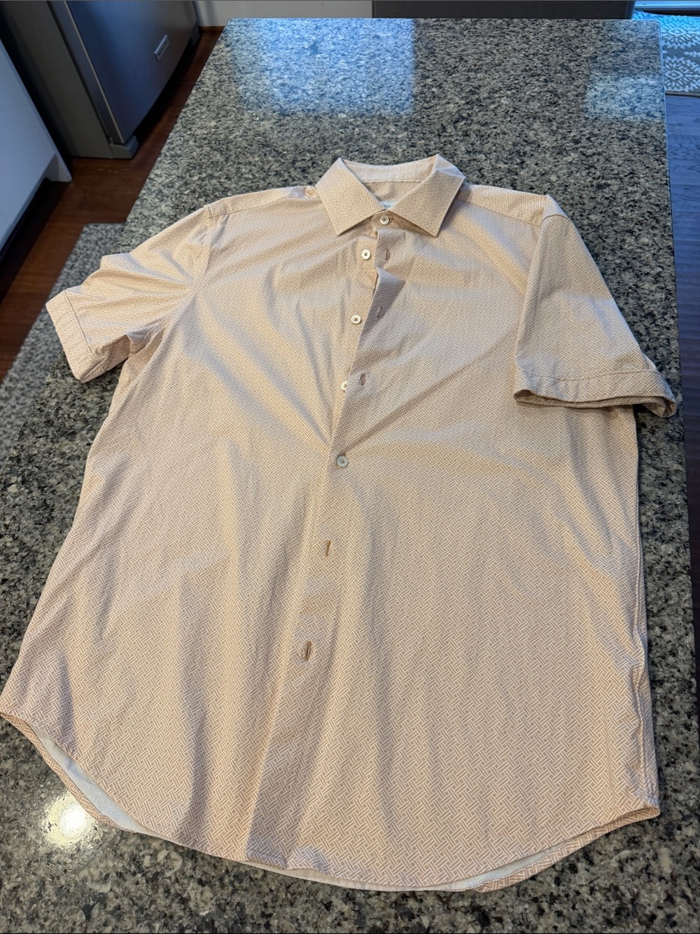 Bugatchi Light Peach Short-Sleeve Button-Down Shirt